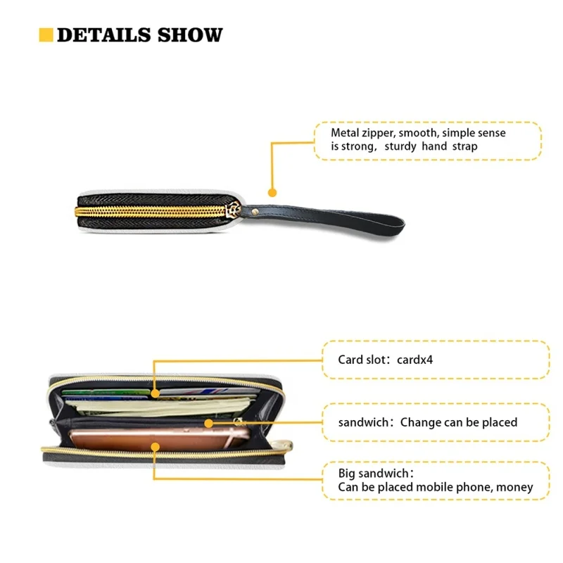 Belidome Custom Wallets for Womens Around Zipper Long Purse Rfid Blocking Card Holder Clutch Bag PU Leather Wristlet Wallets