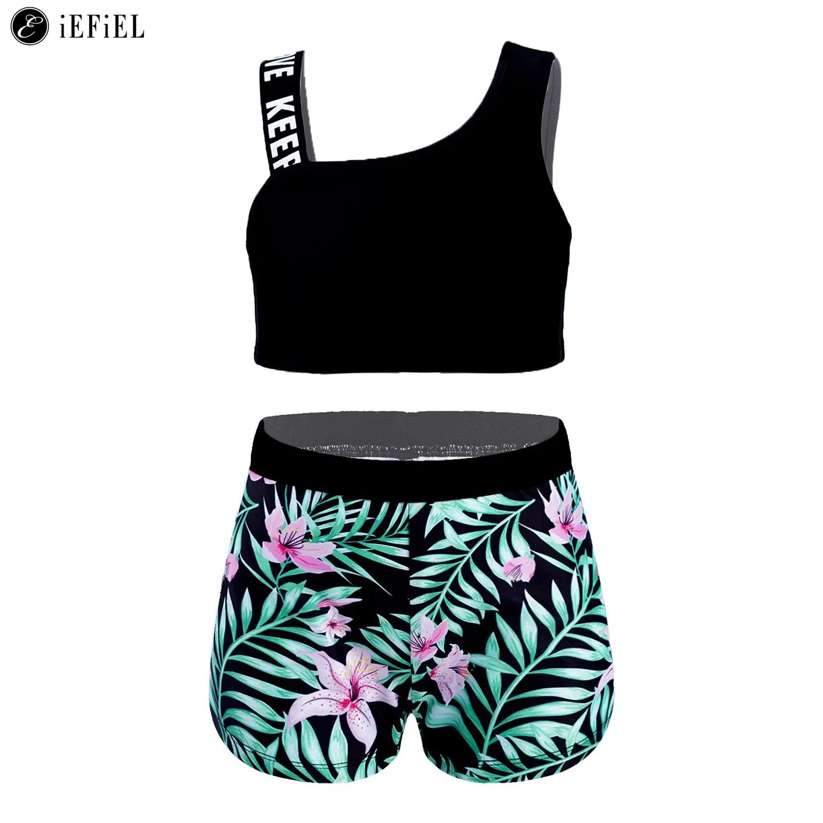 

Спортивный костюм для девочек, короткий топ с шортами для балерины, гимнастики, йоги, тренировок, танкини, купальники