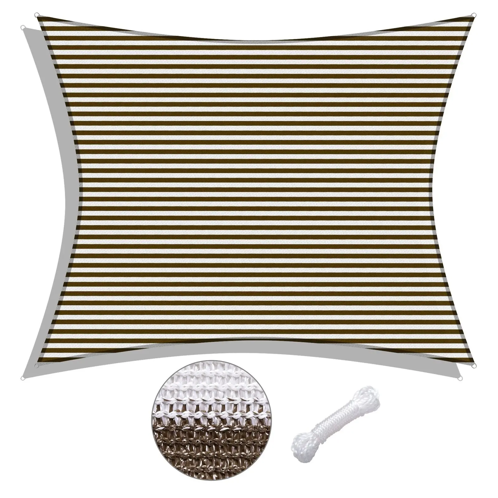

8'x10'Decorative & Effective Rectangle Sun Shade Sail UV Protection Coffee+White