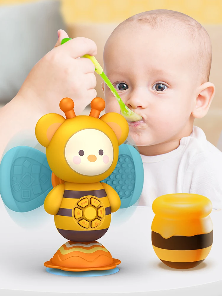 

Cartoon Bee Story Machine Early Educational Sucker Rattle Learning with Suction Cup Interactive for Infant
