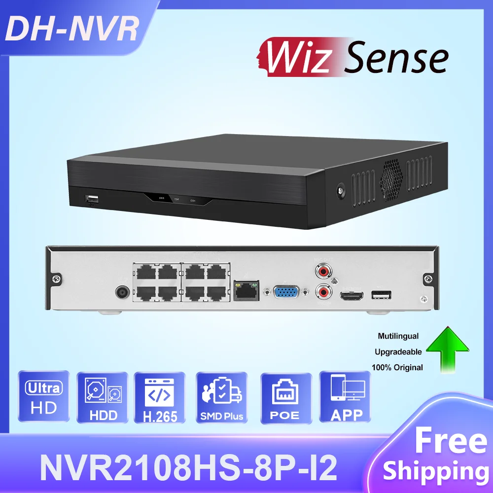 

Сетевой видеорегистратор Dahua 8CH POE Wizsense NVR 4K NVR2108HS-8P-I2 IVS SMD Plus для IP-камеры системы наблюдения с удаленным просмотром
