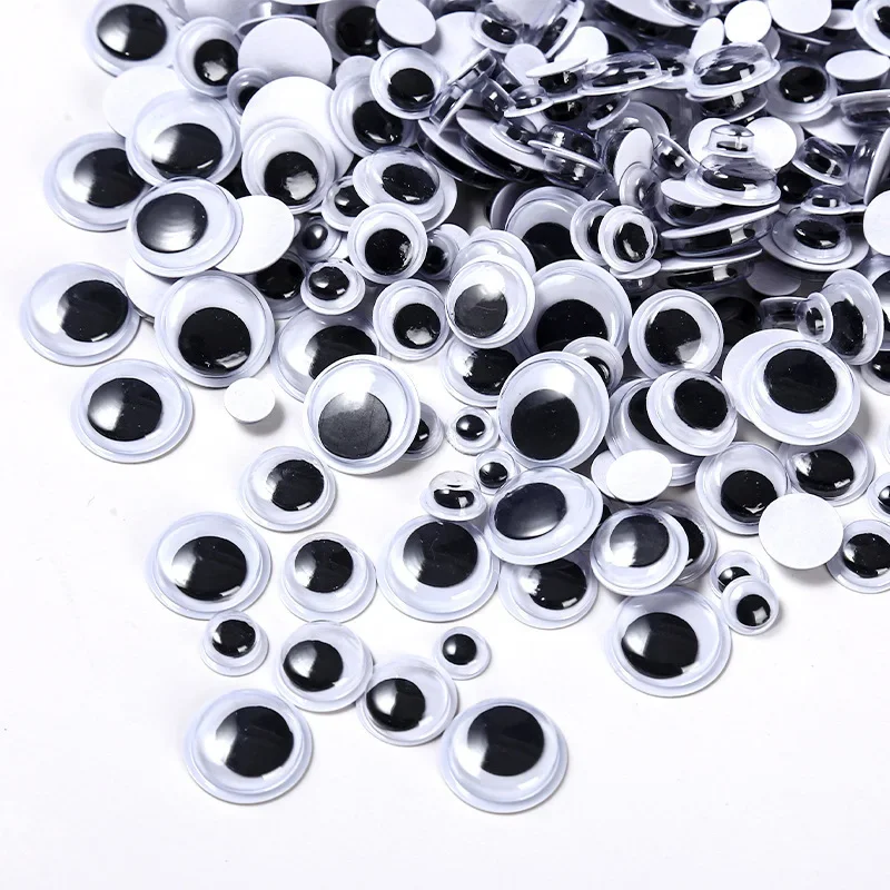 Пластиковые Мультяшные черные и белые глаза с наклейками на тыльную сторону