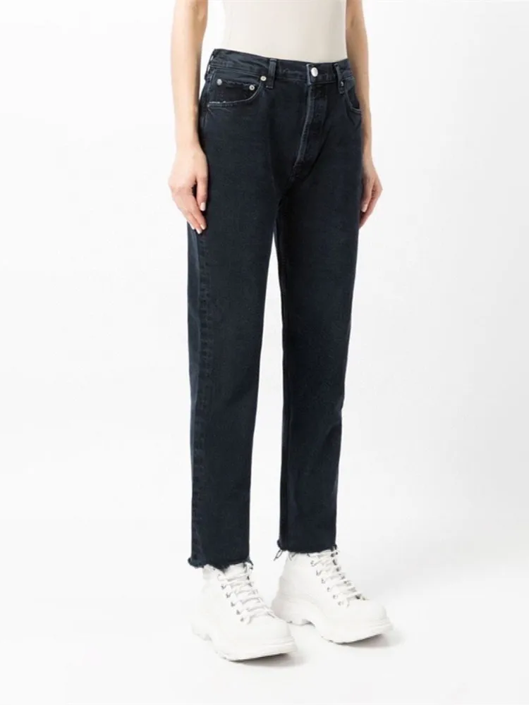 

Women's Cropped Jeans 2022 Spring Zipper Fly or Elastic Waist Ladies Casual All-Match Fashion Denim Ankle-Length Pants