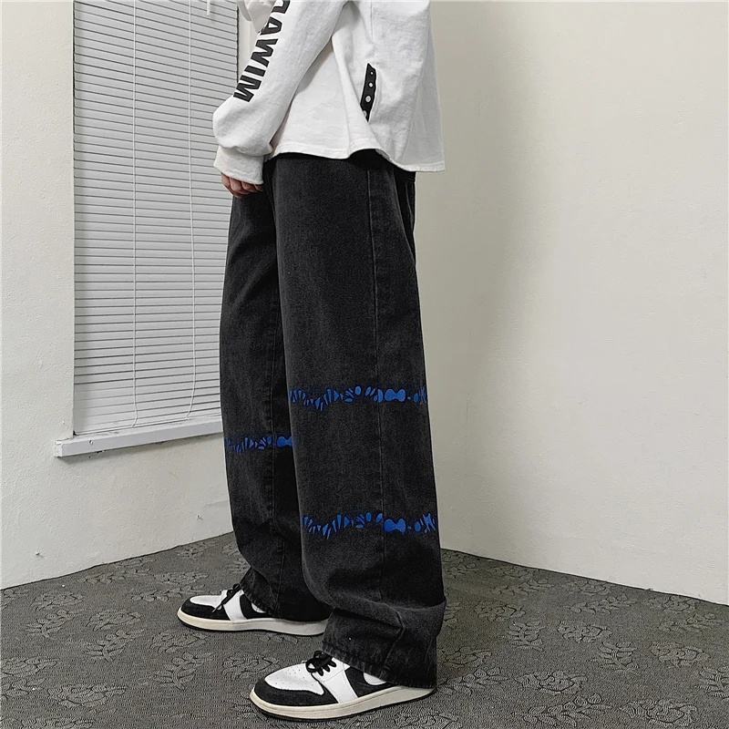 

Y2k Pants Korean White Jeans Men's and Women's Autumn Straight Trousers Design Sense Wide-leg Pants High Street Tide Women
