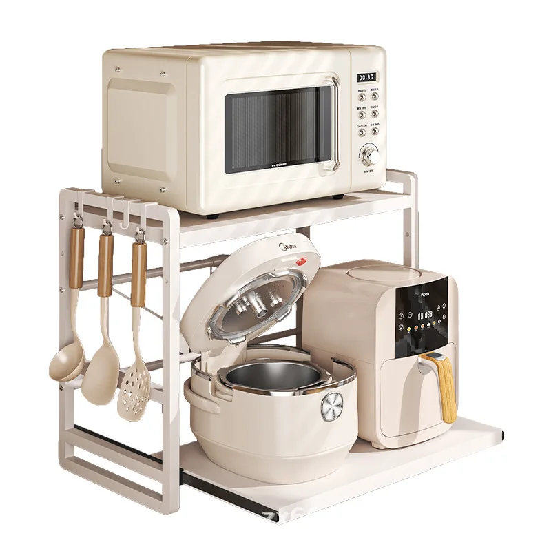 2-уровневый выдвижной органайзер для полки микроволновой печи — компактная