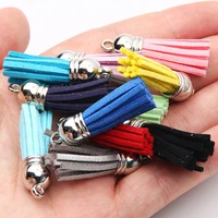 leather tassel charm beads loose spacer beads for diy jewelry making handmade keychain pendants accessories 11x38mm 10pcslot