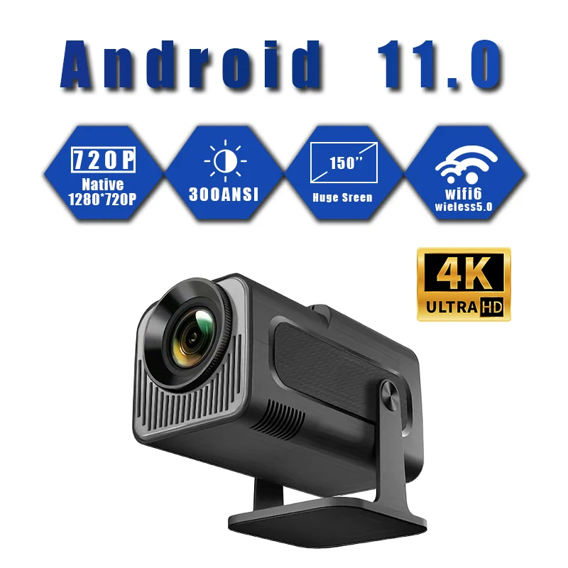 Мини-проектор Hy320 300ansi Люмен Android 11 Wifi6 1080p Высокое Разрешение Встроенное