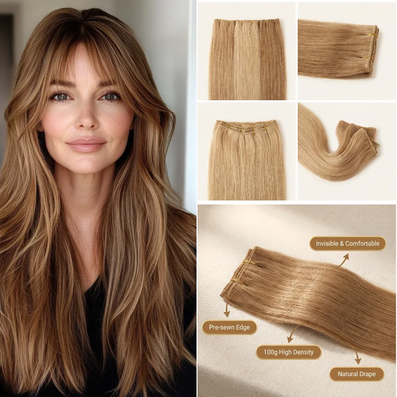 Фото Натуральные волосы Super Genius Weft, 22 дюйма, 100 г # P9-613 # 170 шт. готовых к использованию накладных прядей для волос: двойная эффективность и увеличение объема №1