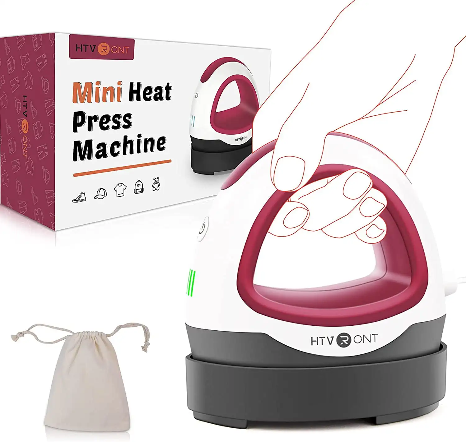 Mini Heat Press Machine Portable Press Machine Iron Press for T-Shirt Clothes Hat Bags