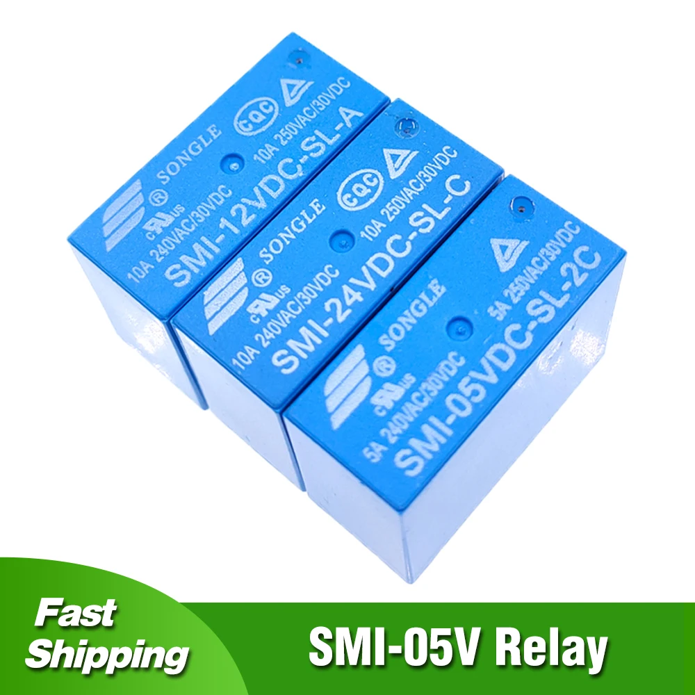 

10/20Pcs SMI-05V Songle Power Relay DC 5V 12V 24V SMIH-12VDC-SL-2C SMIH-24VDC-SL-2C SMIH-05VDC-SL-2C