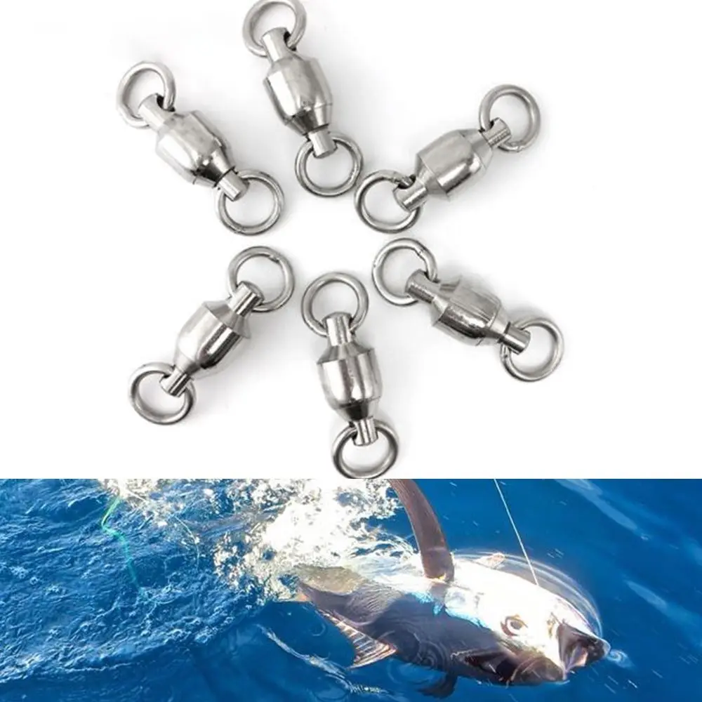 

5pcs Heavy Duty Ball Bearing Barrel Fishing Rolling Swivel Stainless Steel Connector Solid Ring Size 0 to 10