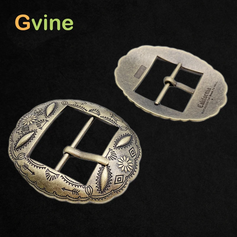 

1pcs 4cm Metal Buckle For Belts Vintage Carve Pattern Oval Pin Buckles DIY Leather Belt Strap Accessories Antique Gold Silver