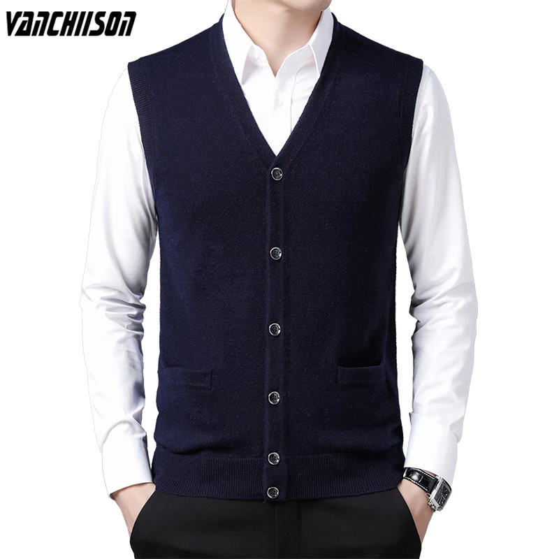 

Жилет Мужской трикотажный из 100% шерсти, без рукавов, на пуговицах