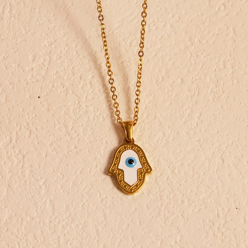 Ожерелье с круглой подвеской Счастливый глаз из нержавеющей стали