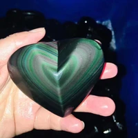 250g natural rainbow obsidian cat eyes quartz crystal heart stones healing minerals specimen decor gift 1pcs