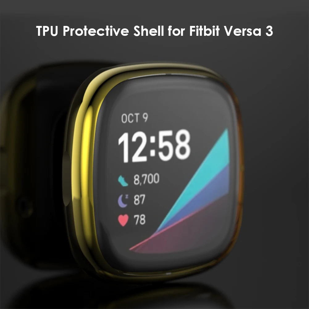 

TPU Smart Watch Bracelet Frame Fashionable Dial Wristwatch Present for Fitbit Versa 3/Fitbit Sense Bumper Case Shell