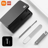 newest xiaomi huohou 4 in1 anti splash nail clipper set portable manicure pedicure magnetic absorption stainless steel nail tool