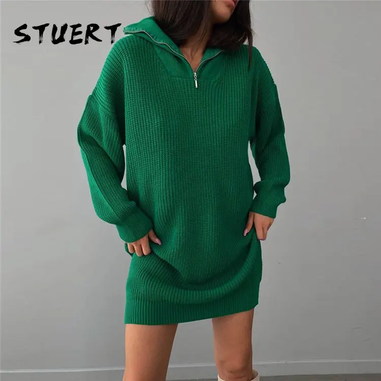 

Oversied Sweater New Long-sleeved Zipper Lapel Sweater Knitted Loose Casual Mid-length Pullover Korean Fashion Pullover Women
