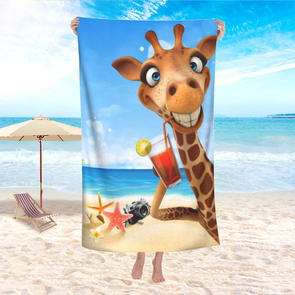 Летние забавные мультяшные пляжные полотенца с жирафом