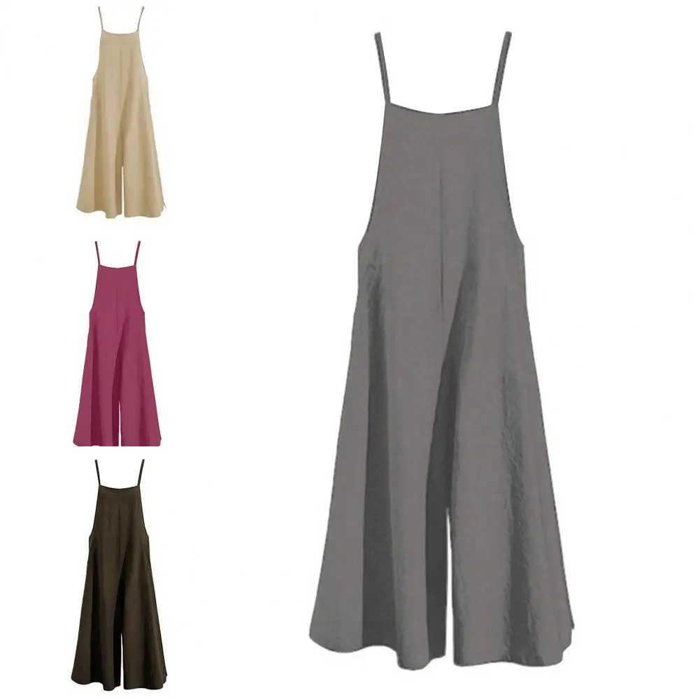 

Casual Popular Solid Color Wide Leg Playsuit Summer Romper Mid Waist for School