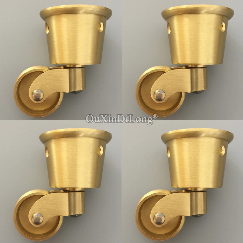 

4PCS 1.25'' Heavy Brass Wheel Universal Furniture Casters Table Chair Sofa Furniture Feet 360° Flexible Rotation Pulleys Rollers