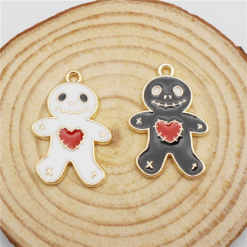 

6PCS Halloween Mix Enamel Ghost Puppet Charms Alloy Pendant Jewelry Necklace Earrings Metal Bracelet Handmade Accessory