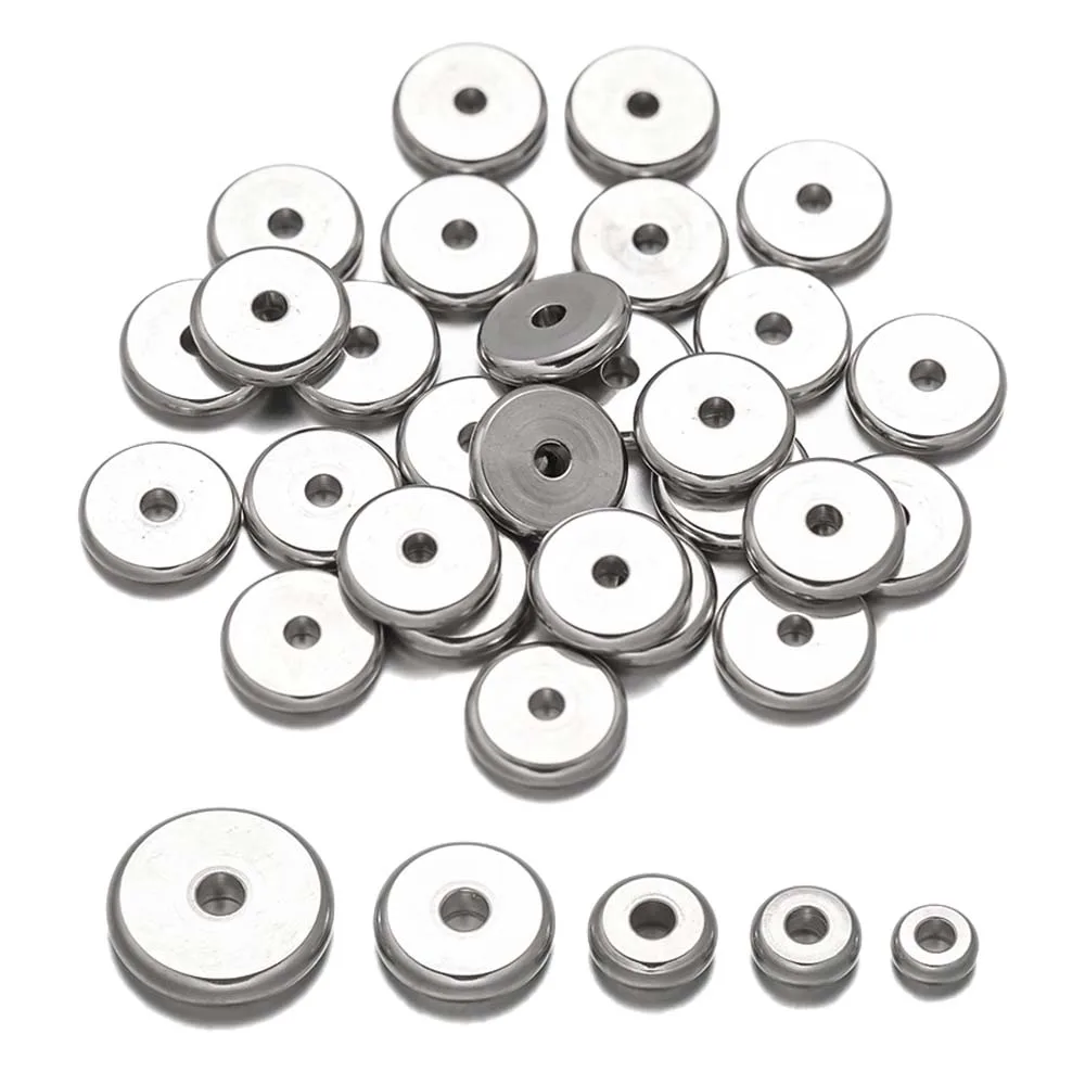 

50pcs 4/5/6/8/10mm Flat Round Loose Spacer Stopper Beads Charm Jewelry Finding for DIY Necklace Bracelet Earring Making Supplies