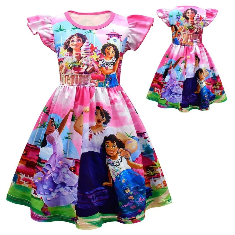 

Girls Christmas Princess Dress Encanto Mirabel Madrigal Cosplay Costume Flying sleeves Dresses Halloween Carnival Years Clothing