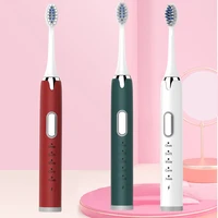 sonic electric toothbrush rechargeable ipx7 waterproof tooth whitening silicone grip brush with replacement heads set wholesale