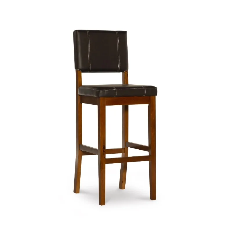 

Барный стул с подкладкой, Высота 30 дюймов, средний темный орех, с темно-коричневой ПВХ тканью