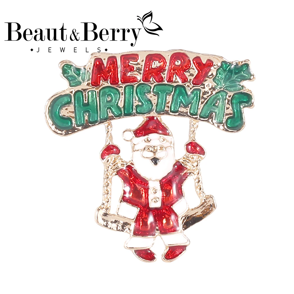 

Beaut&Berry Christmas Tree Santa Claus Snowman Brooch Wreath Christmas Stockings Cane Candy Christmas Snowflake Elk Brooch