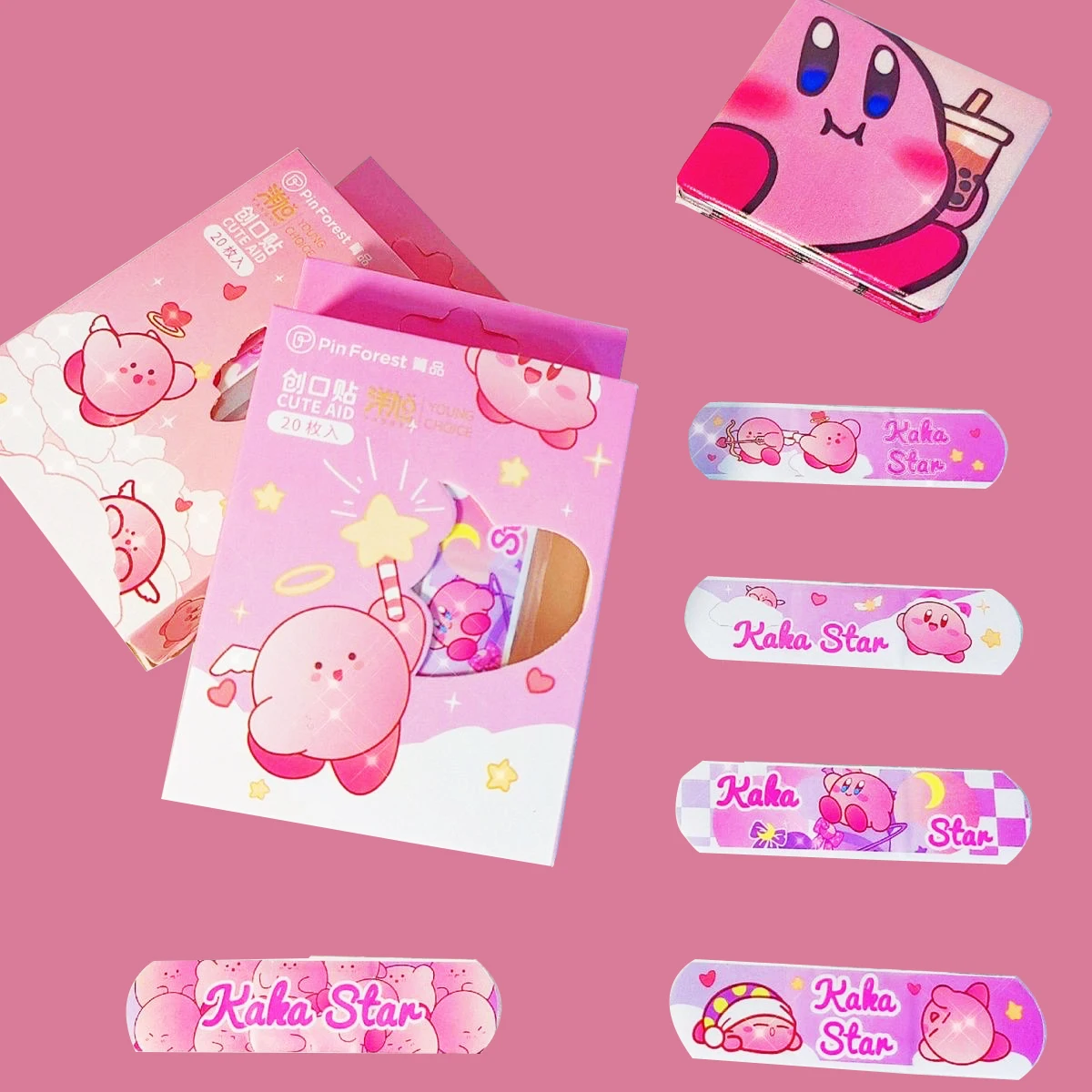 

20Pcs Kirby Woundplast Kawaii Game Pink Adhesive Bandage Sticking Plaster Injured Medical Supplies Band Aid Girlish Cute Daily