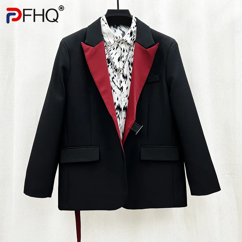 

Мужской оригинальный Блейзер PFHQ контрастных цветов, новый индивидуальный дизайн, свободный простой креативный осенний костюм, пальто 21Z2201