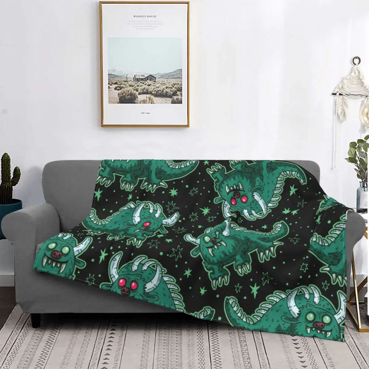 

Hodag Cryptid Black Cryptid Animal Pattern Blankets Flannel Textile Decor Super Soft Throw Blankets for Bedding Outdoor Quilt