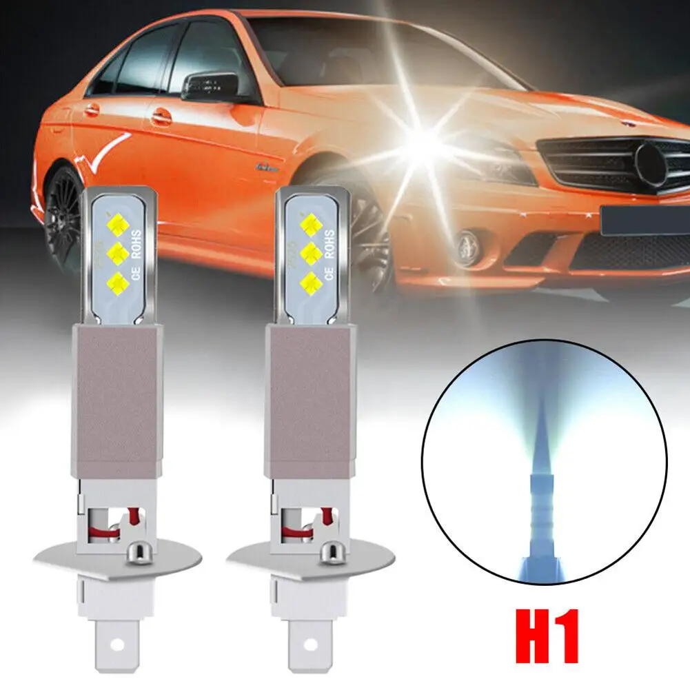 

2pcs H1 Led Fog Lamp Bulbs Kit Diamond 360-degree Beam Angle Headlight Bulb Ip67 Waterproof Replacement Parts
