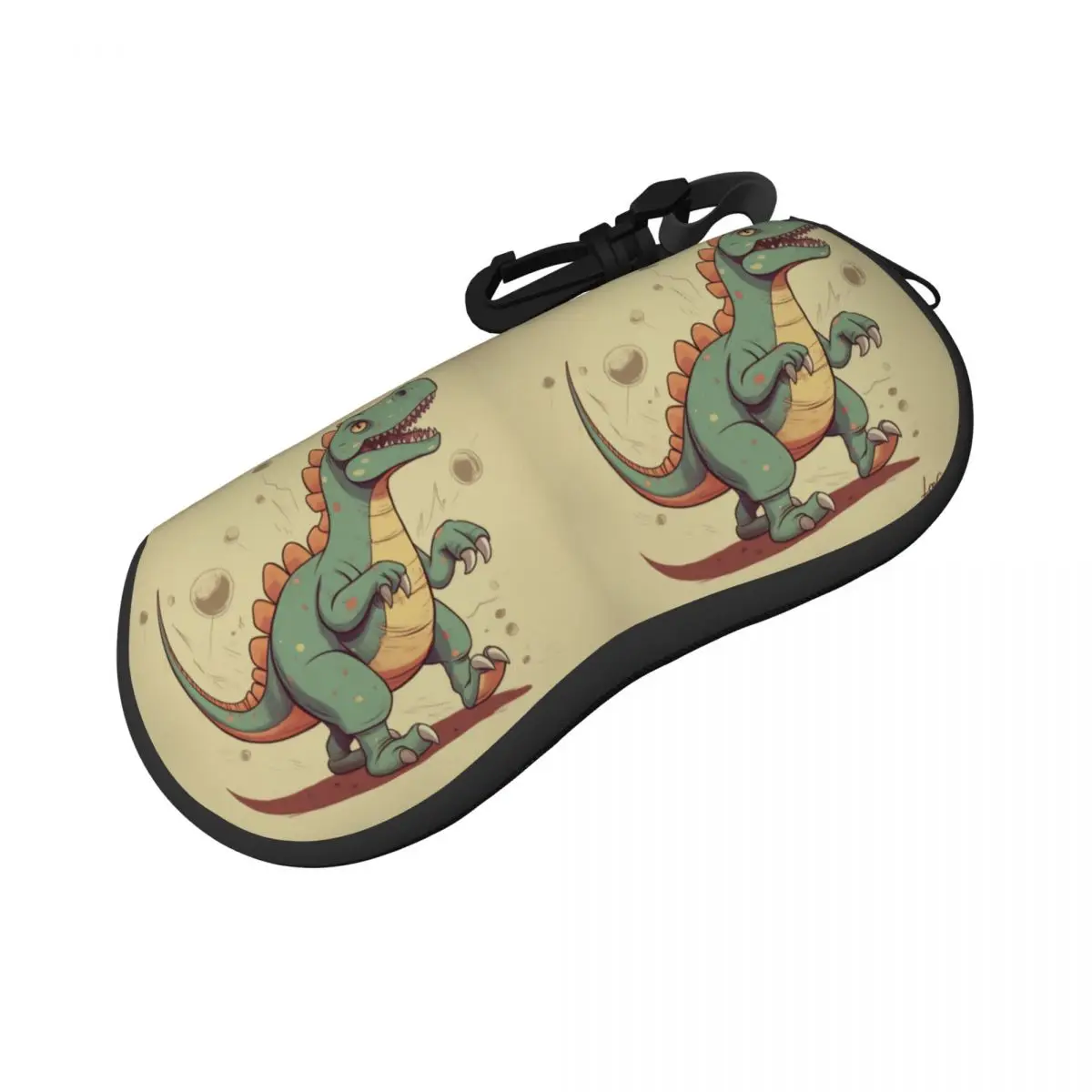 

Dinosaur Horizontal Glasses Case Gouache Cartoon Pocket Retro Sunglasses Pouch Key Chain Male Female Eyewear Bag