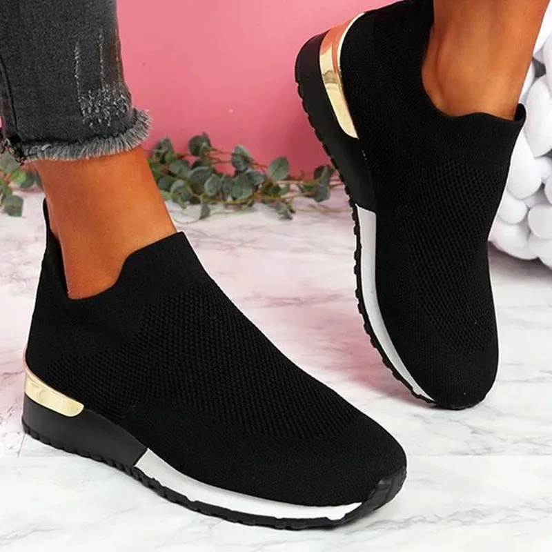 

NAUSK 2022 NEW Woman Shoes Trendy Mesh Platform Sneakers Socks Shoes Tenis Breathable Casual Sports Shoes Women Flats