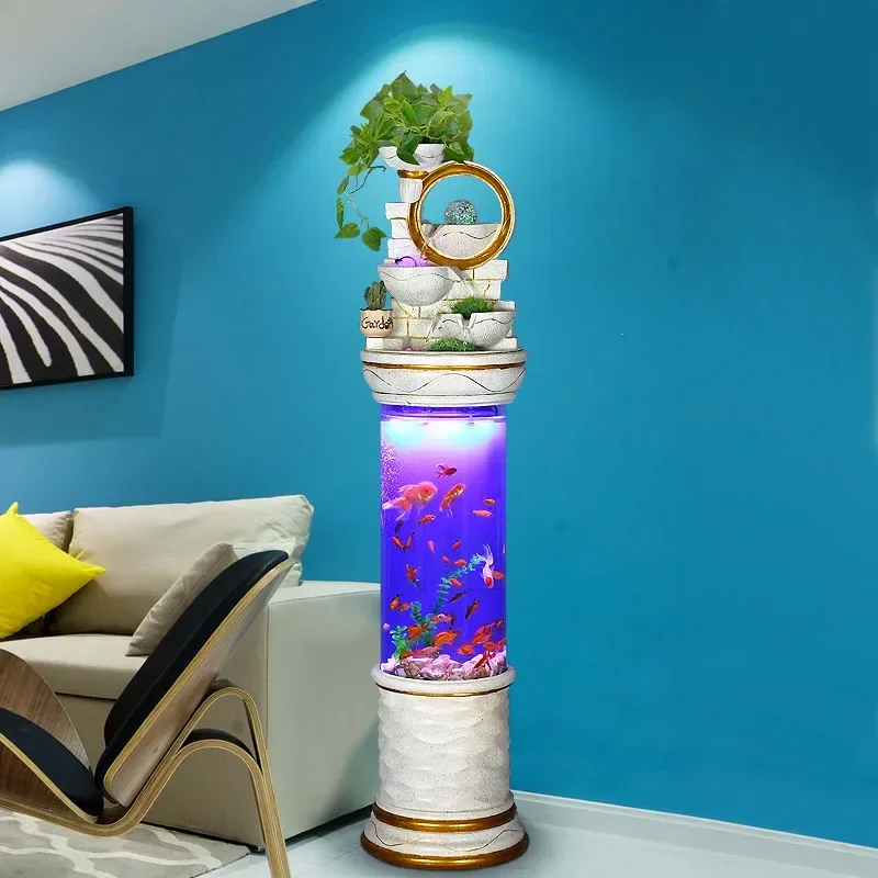 Фотоэлемент цилиндрической аквариума для гостиной