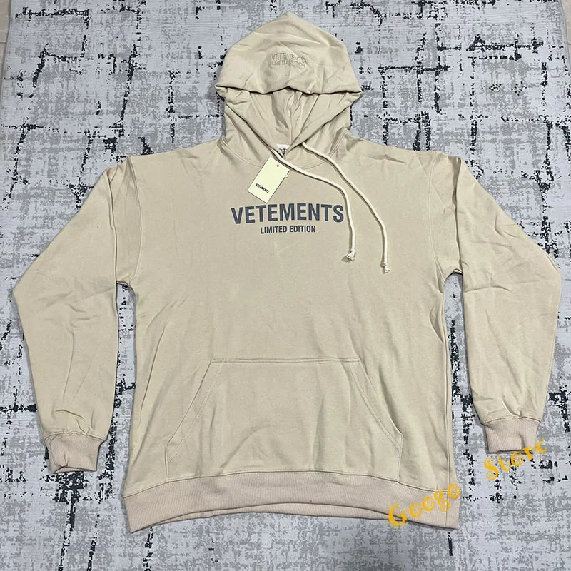 

23FW Classic Logo Print VETEMENTS Limited Edition Hoodie Hooded Men Women High Quality Oversized Apricot VTM Pullovers