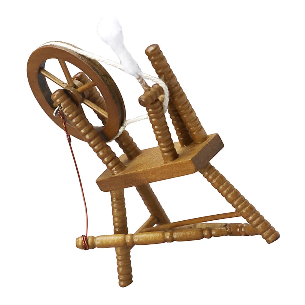 

Vintage Wheel Ornament Dollhouse Model Retro Toys Mini Accessory Small Decor Home Miniature Scene Hand Reeling Machine