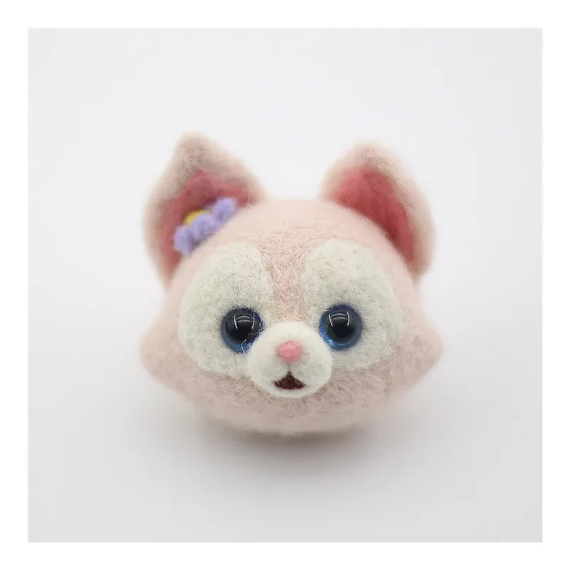 

Little Blue and Pink Fox wool needlepoint kit wool felt needle felting pendant craft needlecraft DIY handmade