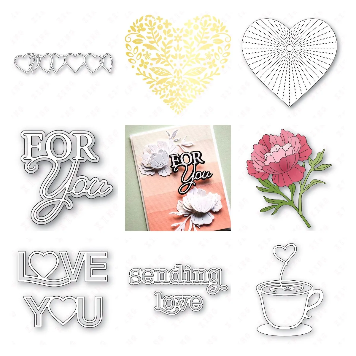 

Diy Album Deco Cuppa Love You Lissful Heart Ring Stack for You Peony Craft Die Hot Foil 2023 Valentine's Day Metal Cutting Dies