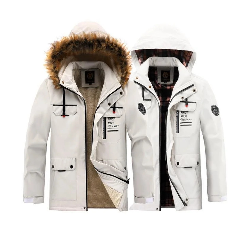 

Winter Men ded Jacket Military Tactical Trench Coat Parka Fur Lined Coats Fleece Lined Bomber Jacket Casual Fashion Zipper