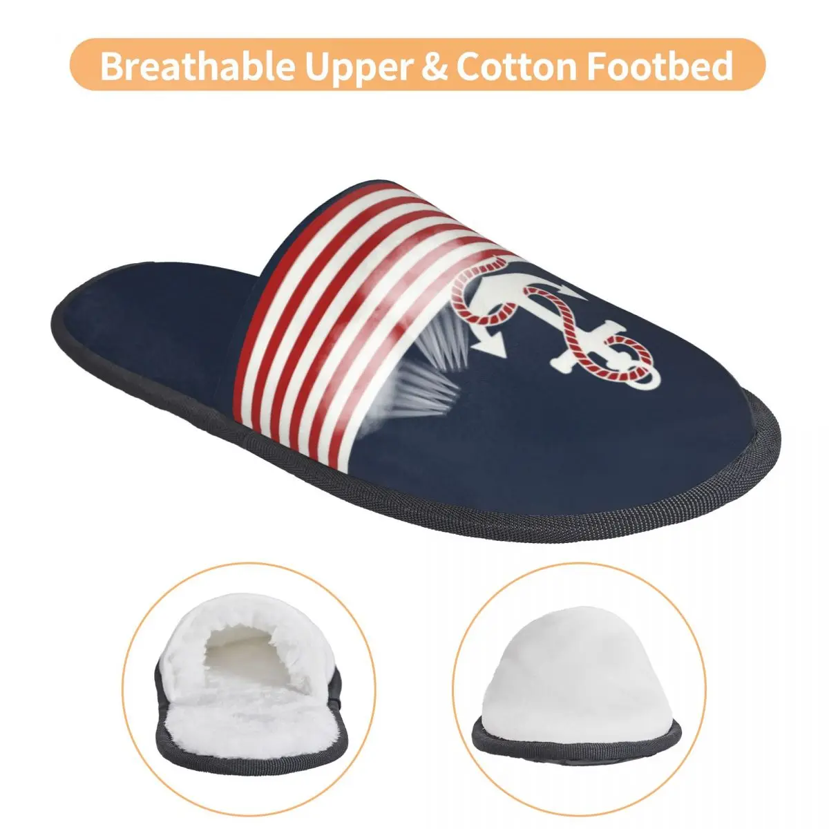 Комфортные тапочки из пены с эффектом памяти в темно-синюю полоску морским