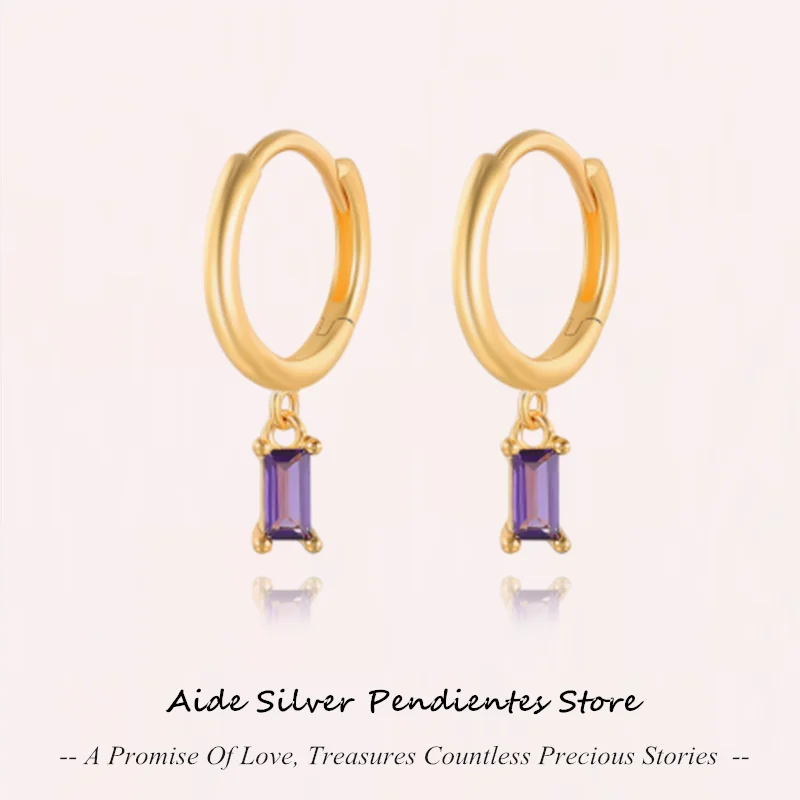 

AIDE Purple Zirocn Pendant Earrings For Women Brincos 2022 Trendy Gold Earring Cross Huggie Earrings Jewelry Aretes De Mujer
