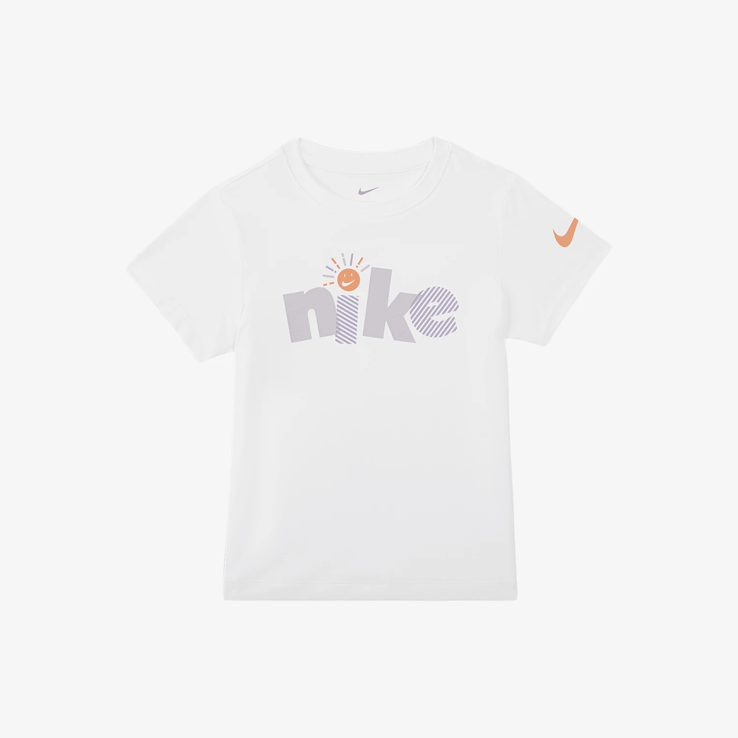 Фото Оригинальная детская футболка Nike Swoosh с круглым вырезом, простая, вязаная, дышащая, повседневная, модель II3525-100. №1