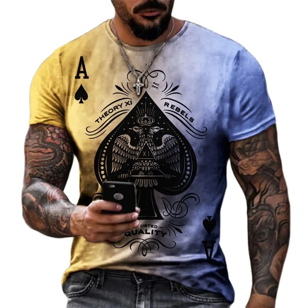 

Men's Ace of Spades T-Shirt 3D Colorful Printing Short-Sleeved Tops Oversized Summer Breathable Casual Sports T-Shirt XXS-6XL