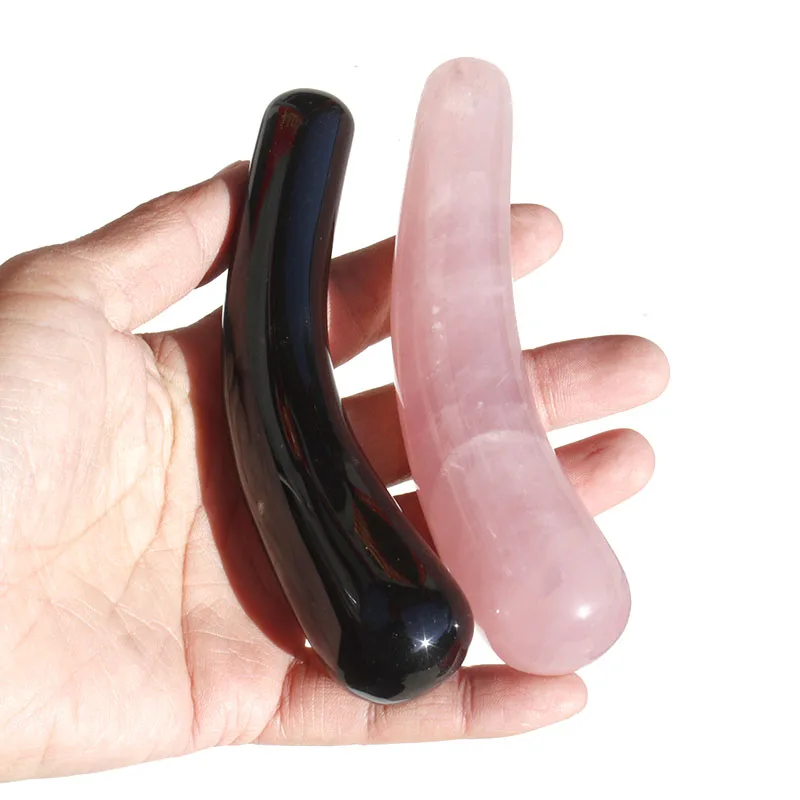 

1 Pcs Natural Rose Quartz Crystal And Black Obsidian Crystal Massage Wand
