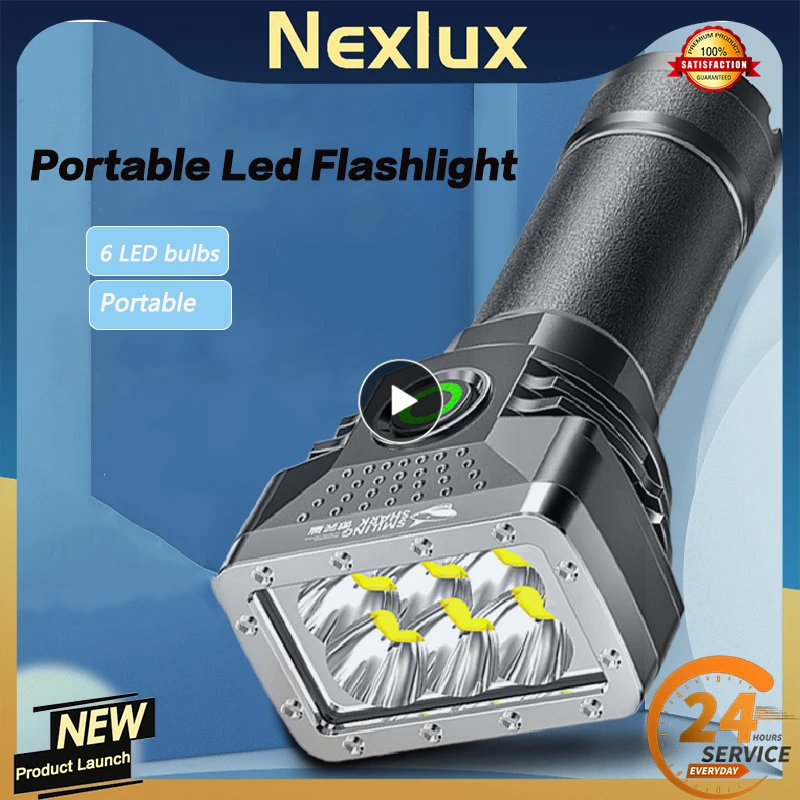 

Portable Led Flashlight Mini Rechargeable Flashlight Six Lamp Beads Focus Torches Waterproof Long Range Lantern Camping Lights