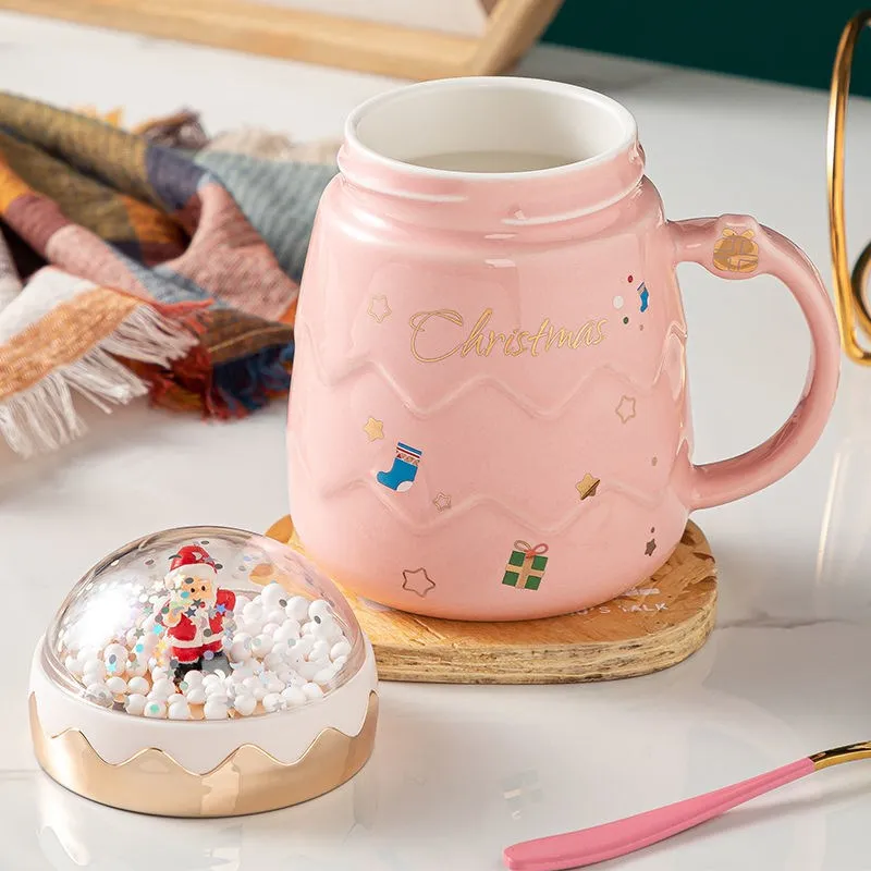 Pink Santa Aesthetic Mug, Pastel Christmas Mug, Trendy Coffee Mug